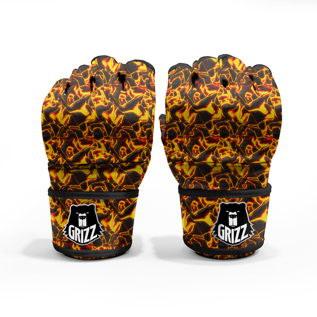 Abstract Lava And Fire Texture Print MMA Gloves-grizzshop