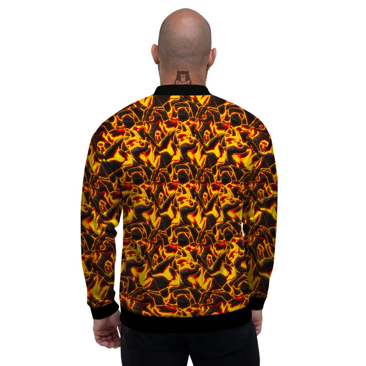 Abstract Lava And Fire Texture Print Men's Bomber Jacket-grizzshop