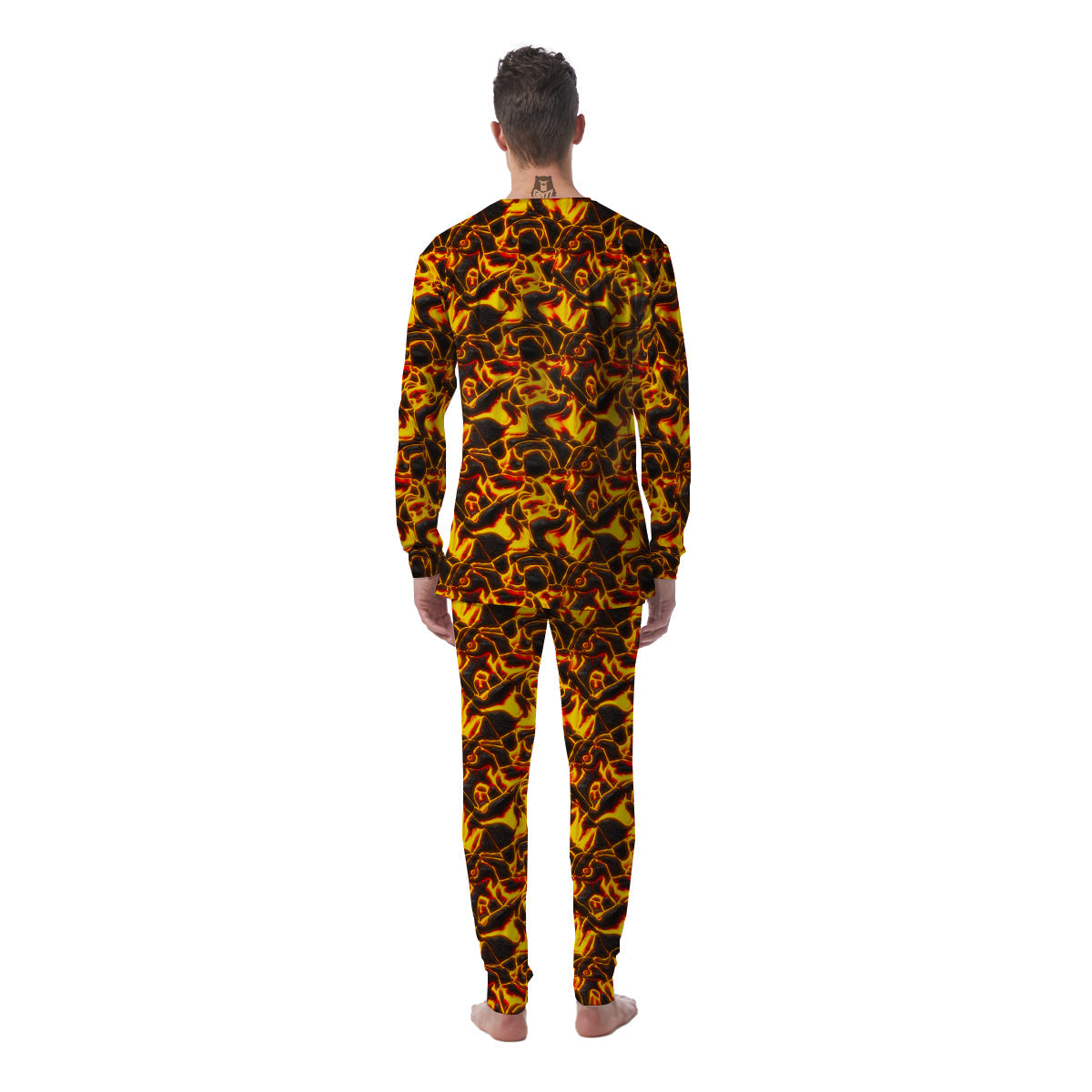 Abstract Lava And Fire Texture Print Men's Pajamas-grizzshop