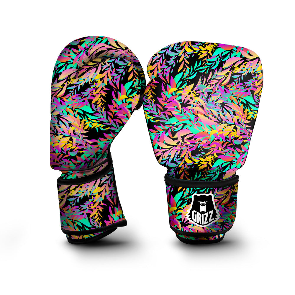 Abstract Leaf Neon Print Pattern Boxing Gloves-grizzshop