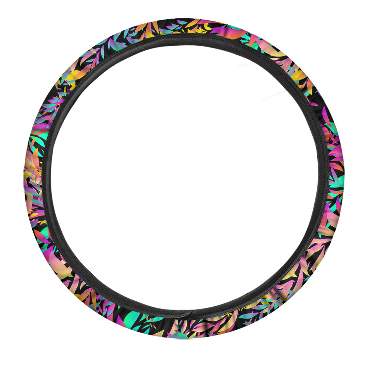 Abstract Leaf Neon Print Pattern Car Steering Wheel Cover-grizzshop