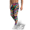 Abstract Leaf Neon Print Pattern Men's Leggings-grizzshop