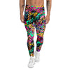 Abstract Leaf Neon Print Pattern Men's Leggings-grizzshop