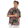 Abstract Leaf Neon Print Pattern Men's Short Sleeve Shirts-grizzshop