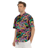 Abstract Leaf Neon Print Pattern Men's Short Sleeve Shirts-grizzshop