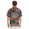 Abstract Leaf Neon Print Pattern Men's Short Sleeve Shirts-grizzshop