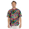 Abstract Leaf Neon Print Pattern Men's Short Sleeve Shirts-grizzshop