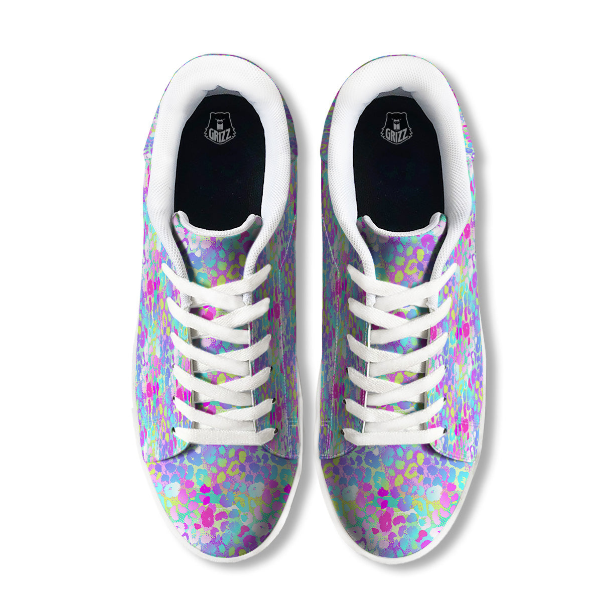 Abstract Leopard Tropical Pastel Print Pattern White Low Top Sneakers-grizzshop