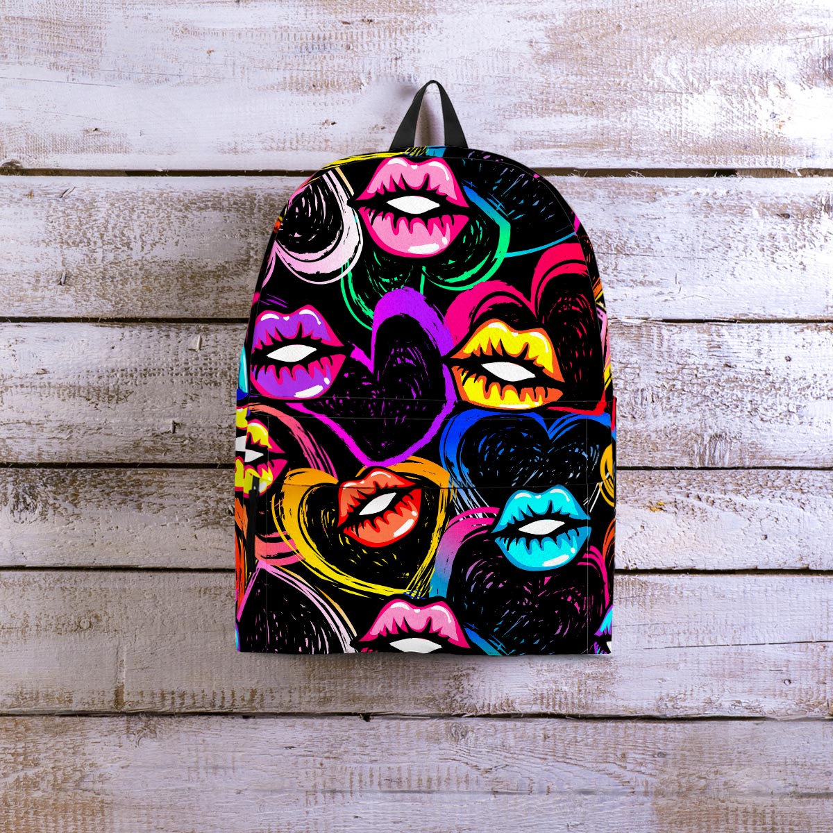 Abstract Lip Graffiti Print Backpack-grizzshop