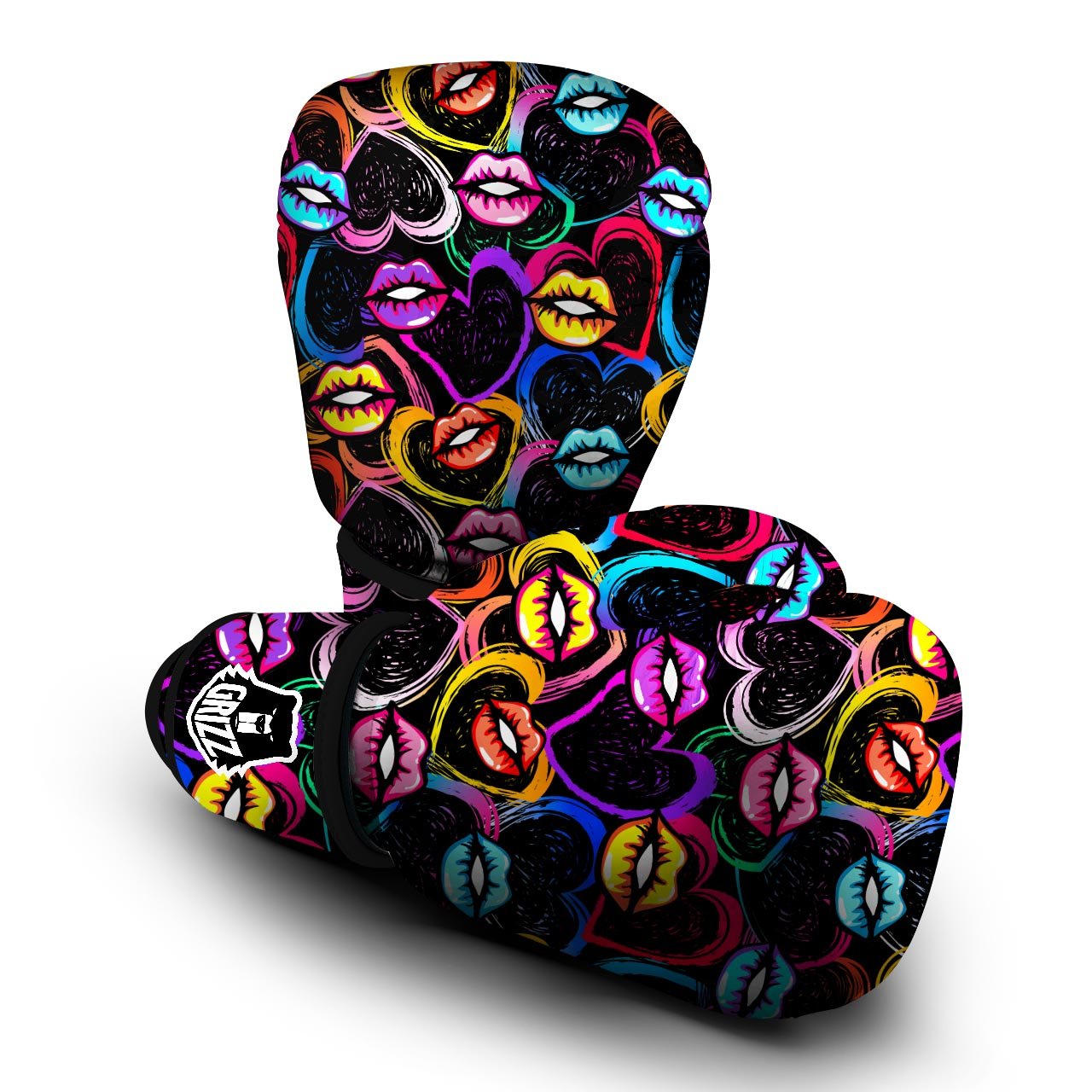 Abstract Lip Graffiti Print Boxing Gloves-grizzshop