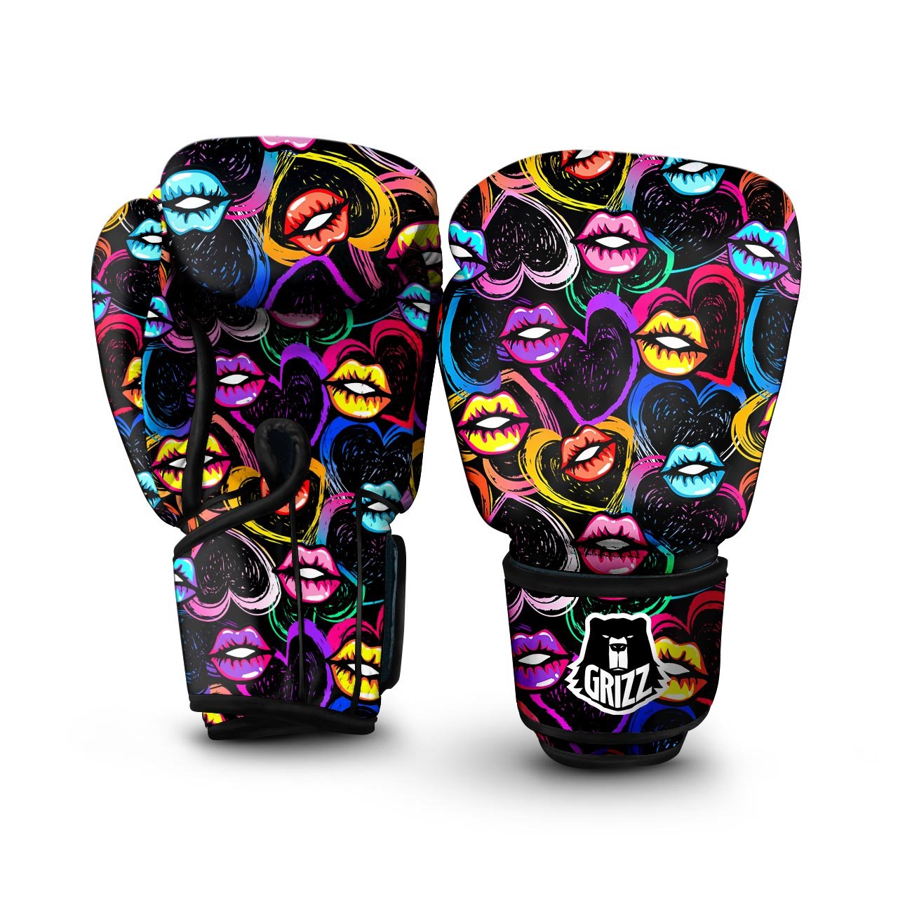 Abstract Lip Graffiti Print Boxing Gloves-grizzshop