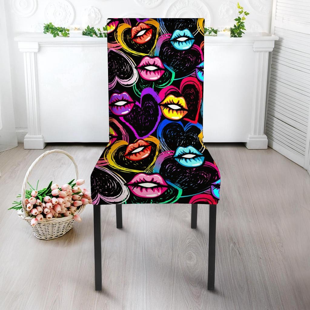 Abstract Lip Graffiti Print Chair Cover-grizzshop