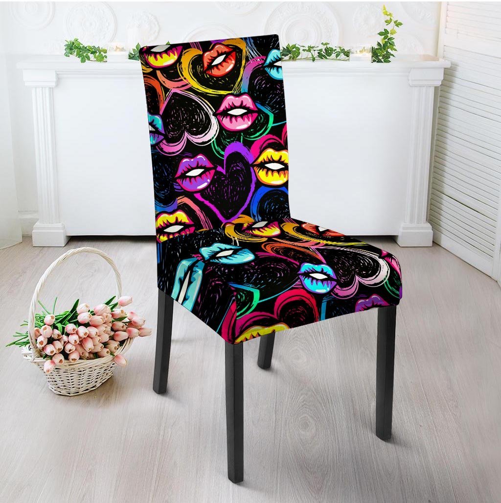 Abstract Lip Graffiti Print Chair Cover-grizzshop