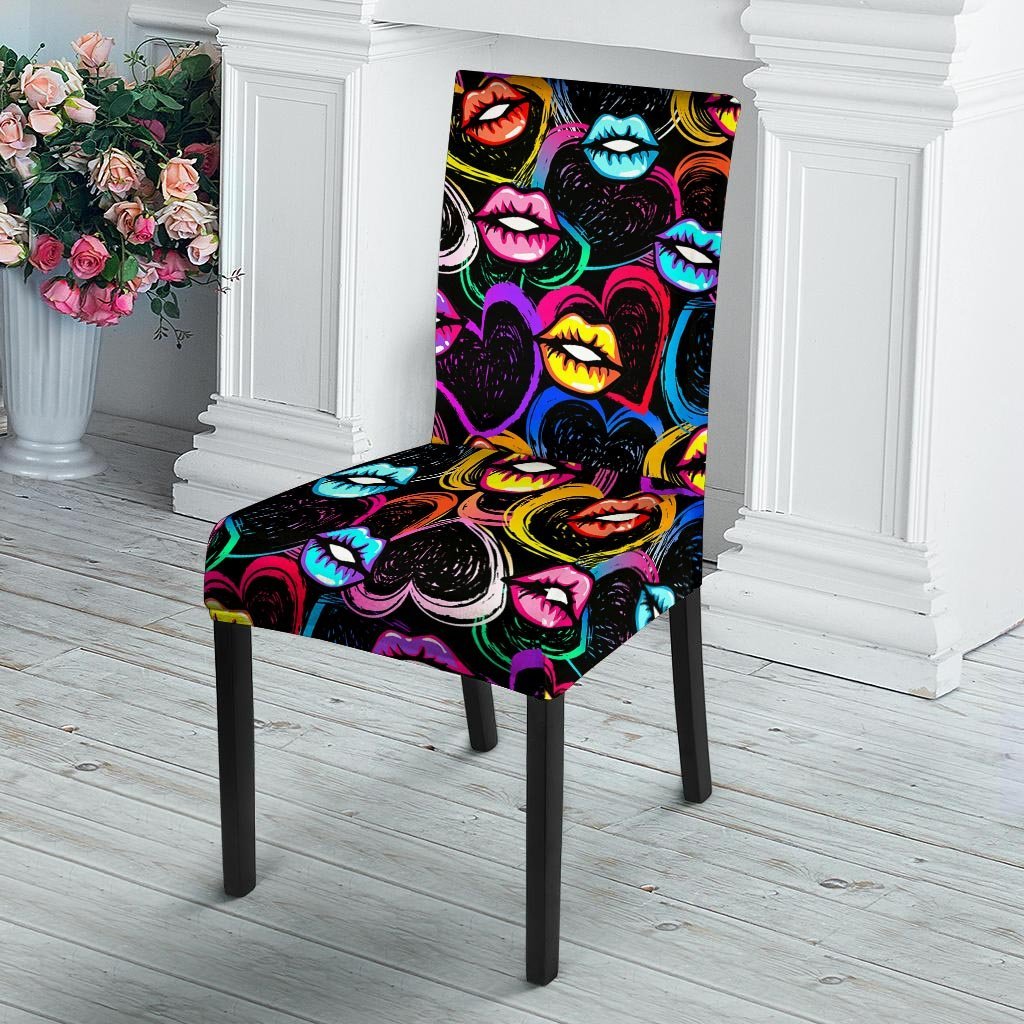 Abstract Lip Graffiti Print Chair Cover-grizzshop