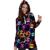 Abstract Lip Graffiti Print Hoodie Dress-grizzshop