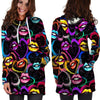 Abstract Lip Graffiti Print Hoodie Dress-grizzshop