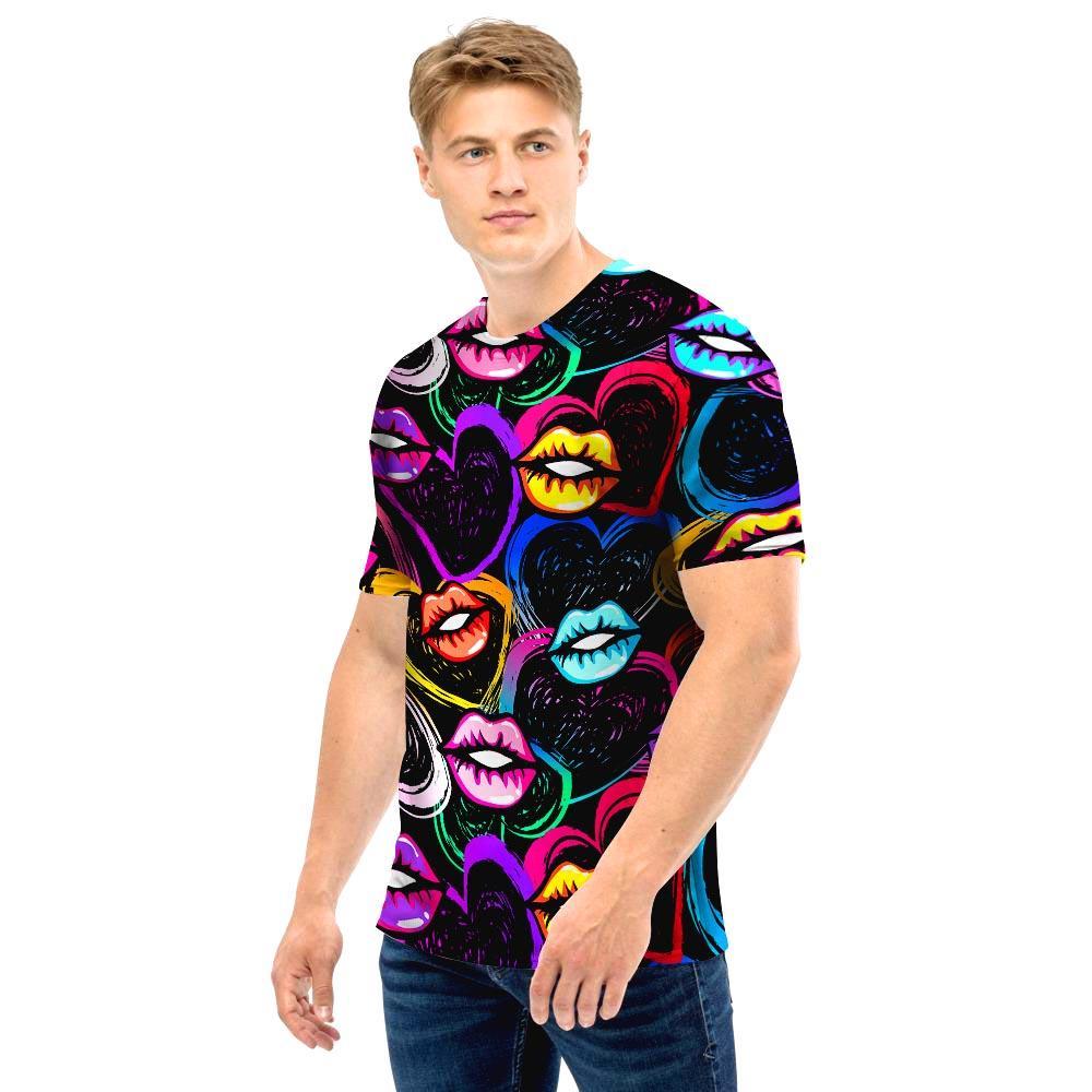 Abstract Lip Graffiti Print Men T Shirt-grizzshop