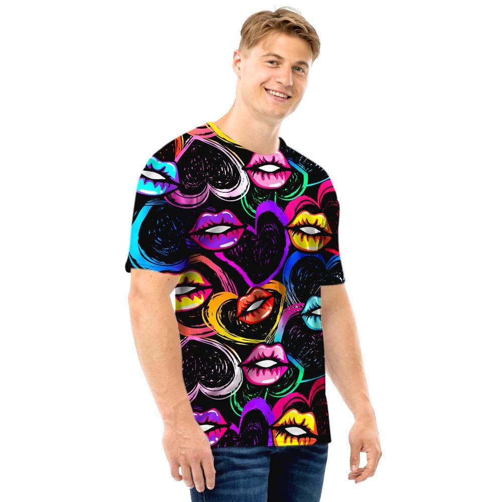 Abstract Lip Graffiti Print Men T Shirt-grizzshop