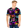 Abstract Lip Graffiti Print Men T Shirt-grizzshop