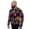 Abstract Lip Graffiti Print Men's Bomber Jacket-grizzshop