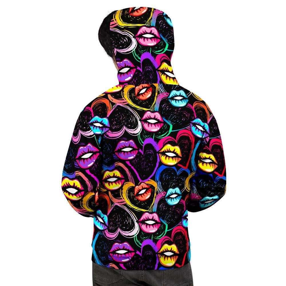 Abstract Lip Graffiti Print Men's Hoodie-grizzshop