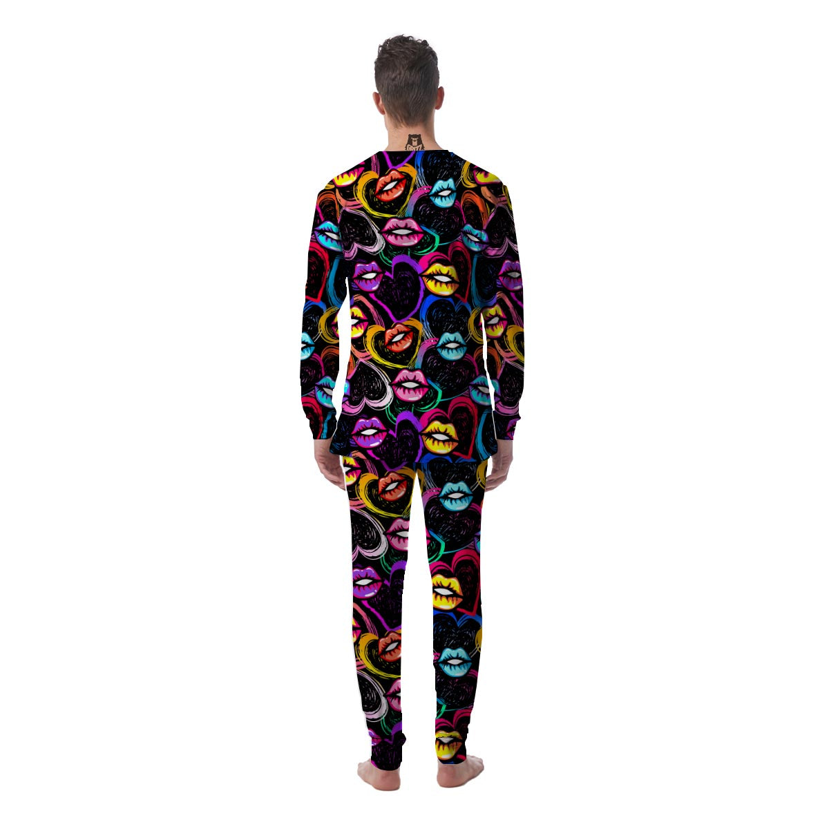 Abstract Lip Graffiti Print Men's Pajamas-grizzshop