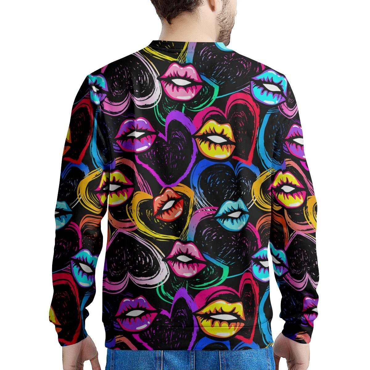 Abstract Lip Graffiti Print Men's Sweatshirt-grizzshop