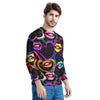 Abstract Lip Graffiti Print Men's Sweatshirt-grizzshop