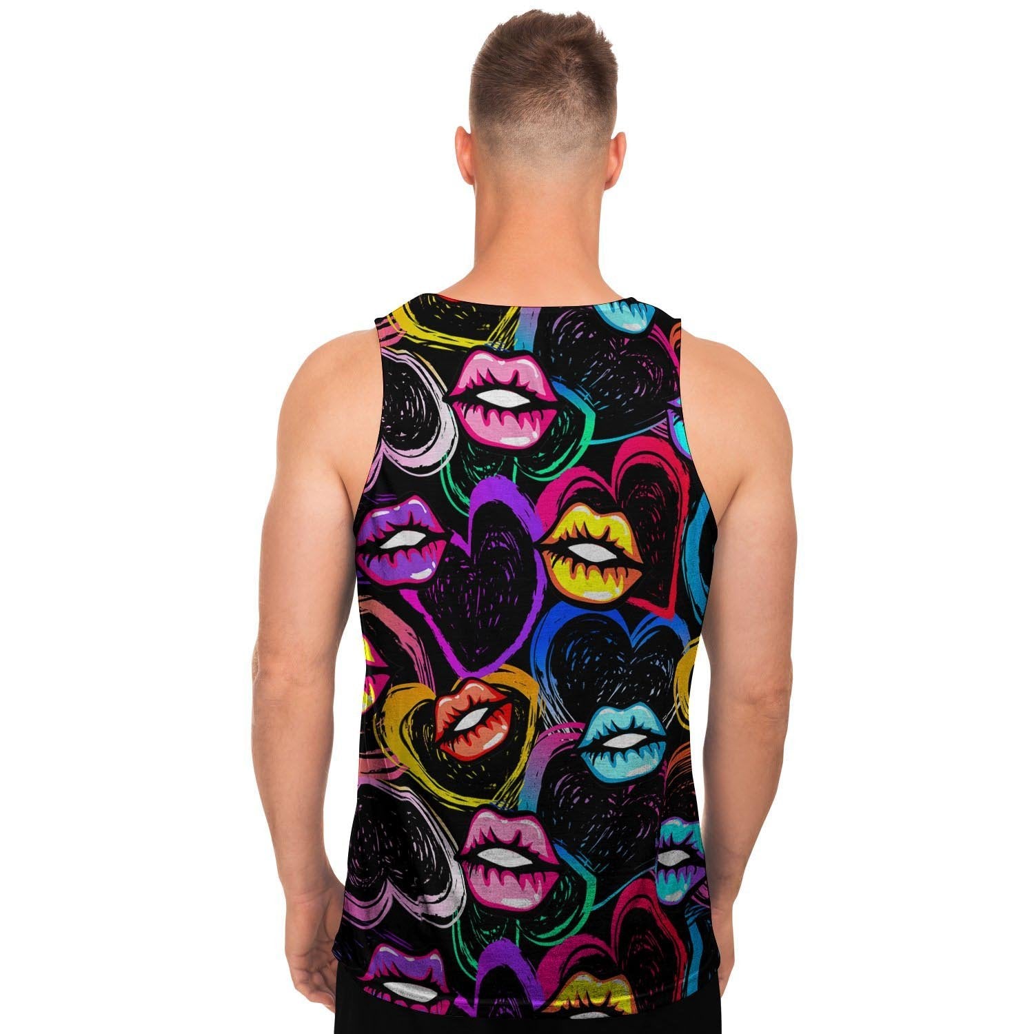 Abstract Lip Graffiti Print Men's Tank Tops-grizzshop