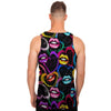 Abstract Lip Graffiti Print Men's Tank Tops-grizzshop