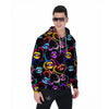 Abstract Lip Graffiti Print Men's Zip Up Hoodie-grizzshop