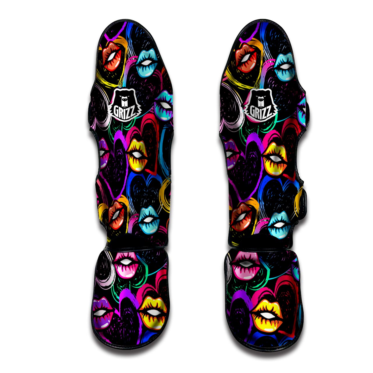 Abstract Lip Graffiti Print Muay Thai Shin Guard-grizzshop