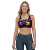 Abstract Lip Graffiti Print Sports Bra-grizzshop