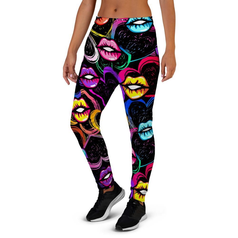 Abstract Lip Graffiti Print Women's Joggers-grizzshop