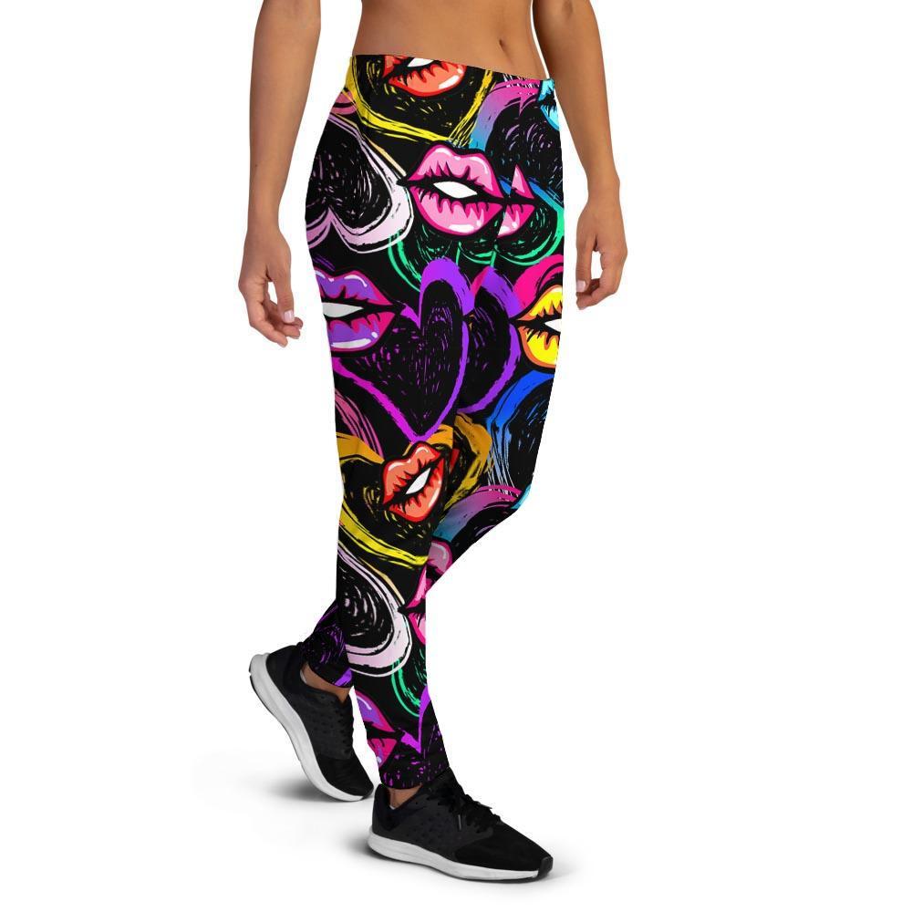 Abstract Lip Graffiti Print Women's Joggers-grizzshop