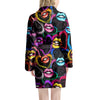 Abstract Lip Graffiti Print Women's Robe-grizzshop