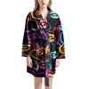 Abstract Lip Graffiti Print Women's Robe-grizzshop