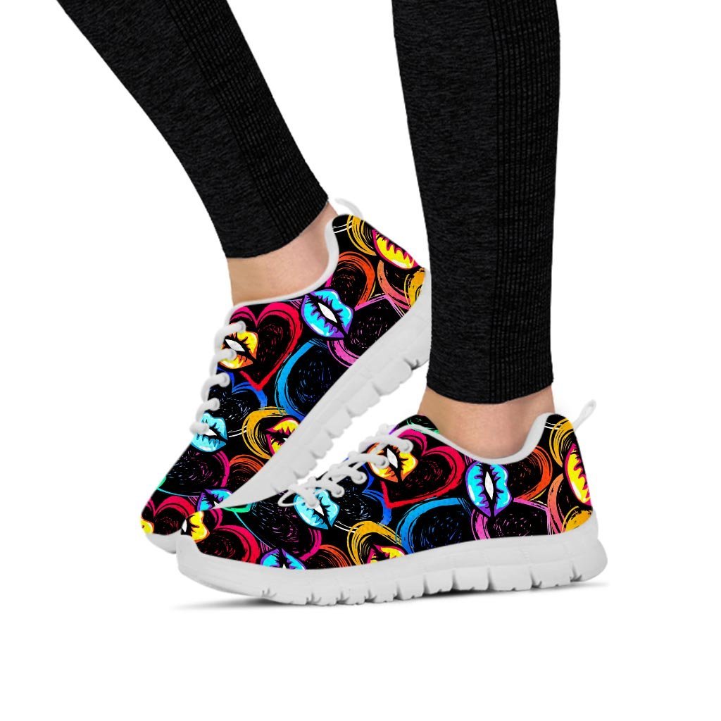 Abstract Lip Graffiti Print Women's Sneakers-grizzshop