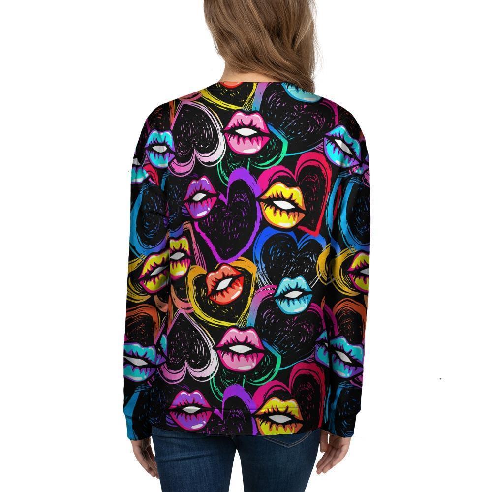 Abstract Lip Graffiti Print Women's Sweatshirt-grizzshop