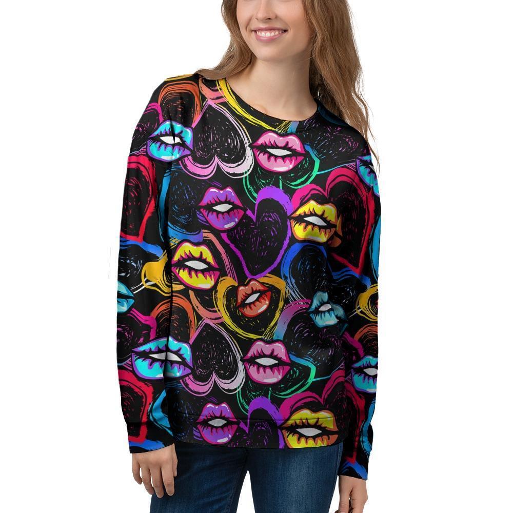 Abstract Lip Graffiti Print Women's Sweatshirt-grizzshop