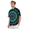 Abstract Mandala Teal And Purple Print Men's Short Sleeve Shirts-grizzshop