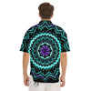 Abstract Mandala Teal And Purple Print Men's Short Sleeve Shirts-grizzshop