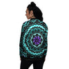 Abstract Mandala Teal And Purple Print Women's Bomber Jacket-grizzshop