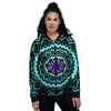 Abstract Mandala Teal And Purple Print Women's Bomber Jacket-grizzshop