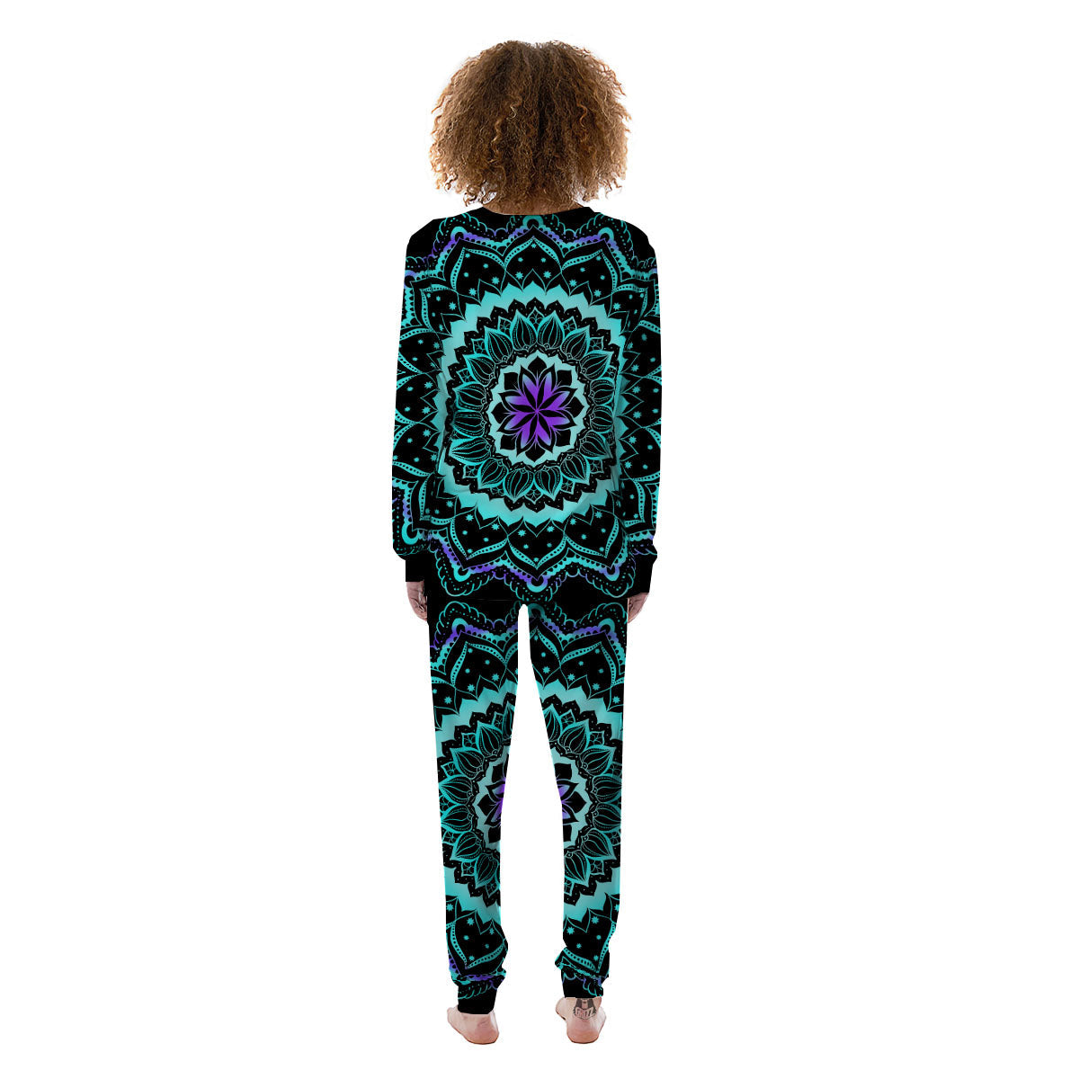 Abstract Mandala Teal And Purple Print Women's Pajamas-grizzshop