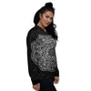 Abstract Mandala White And Black Print Women's Bomber Jacket-grizzshop