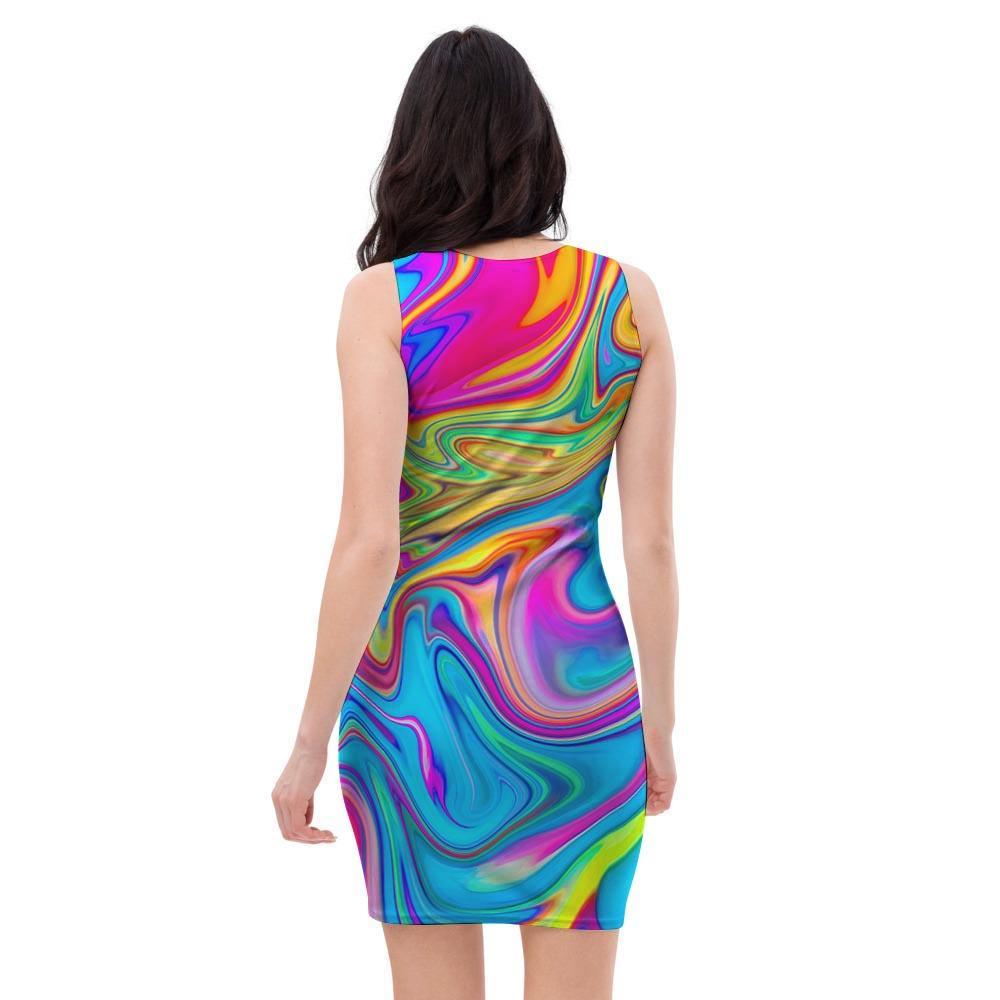 Abstract Mixing Ink Bodycon Dress-grizzshop