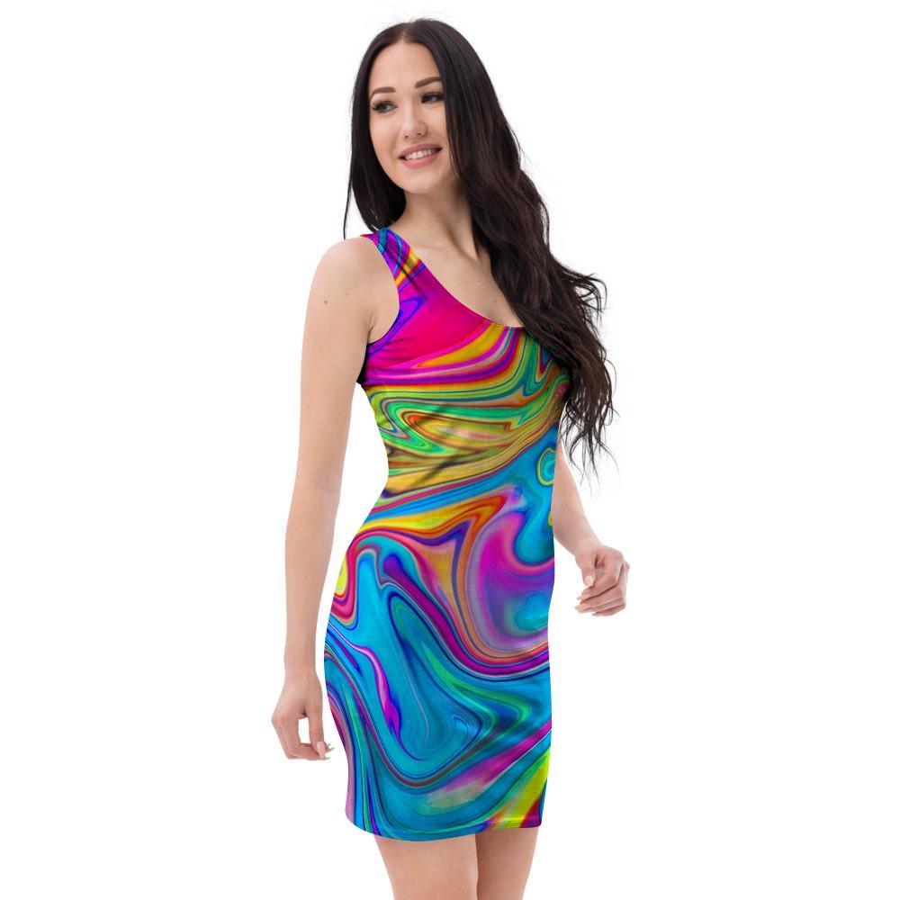 Abstract Mixing Ink Bodycon Dress-grizzshop