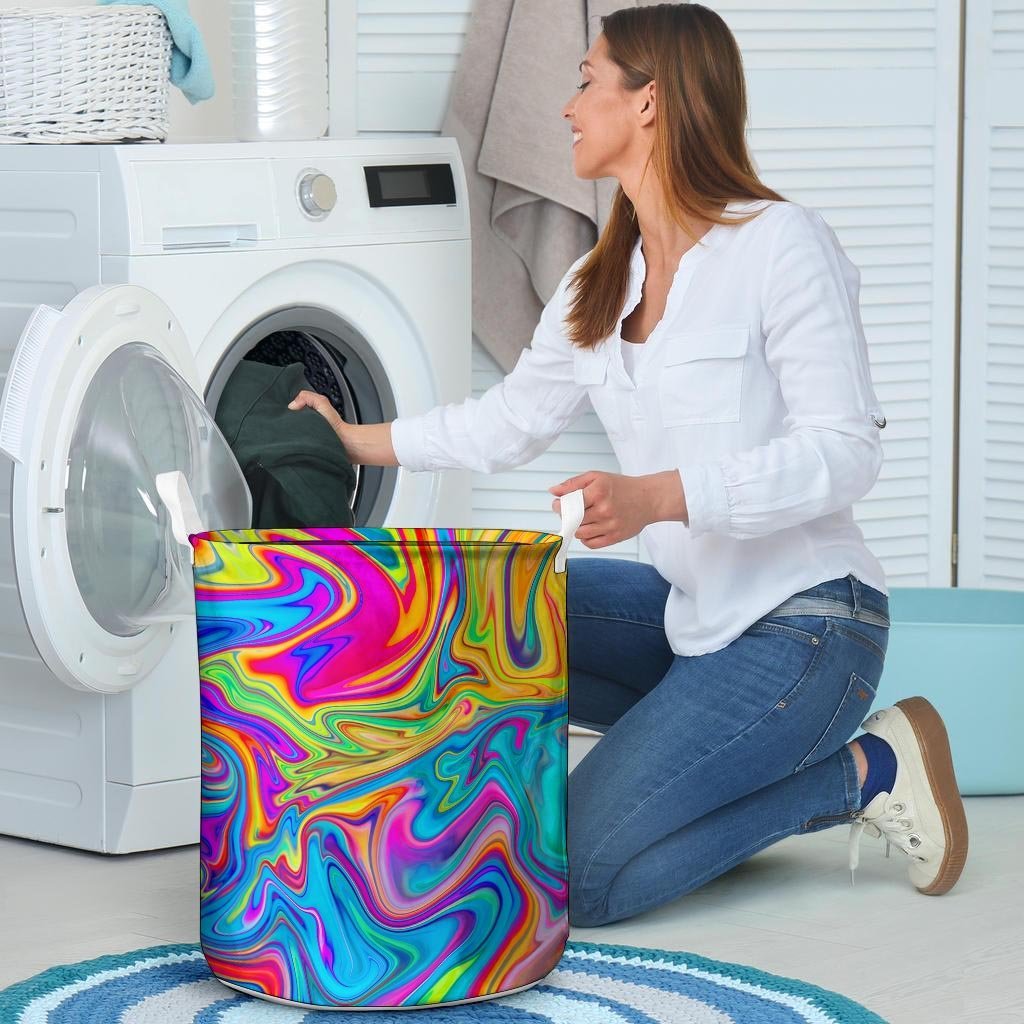 Abstract Mixing Ink Laundry Basket-grizzshop