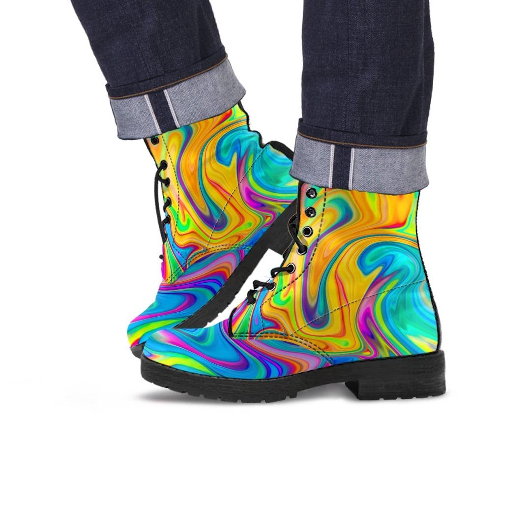 Abstract Mixing Ink Men's Boots-grizzshop